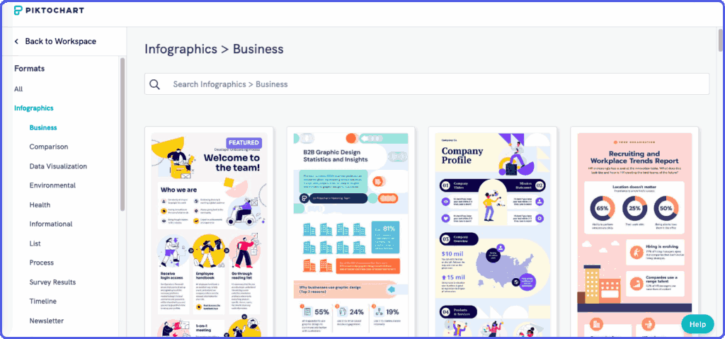 piktochart-affinity-photo-alternative Infographic templates in a tool similar to Affinity Photo called Piktochart