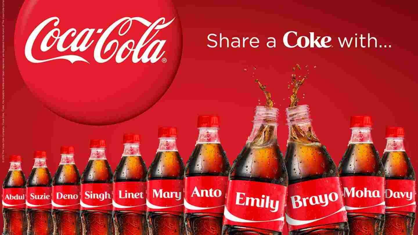 share-a-coke-campaign Coca Cola bottles with popular names instead of logo in the “Share a Coke” campaign