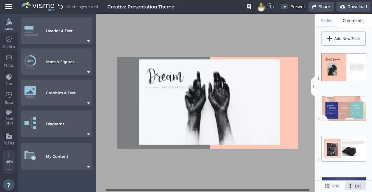 visme-affinity-photo-alternative Presentation design tool of an Affinity Photo competitor called Visme