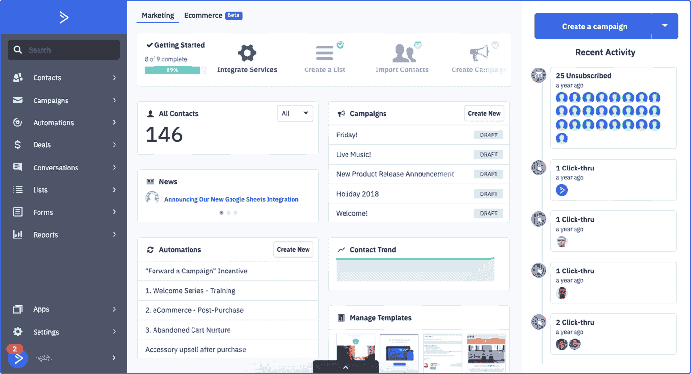 ActiveCampaign-GetResponse-alternative Contacts, campaigns and more options in ActiveCampaign, a substitute for GetResponse.