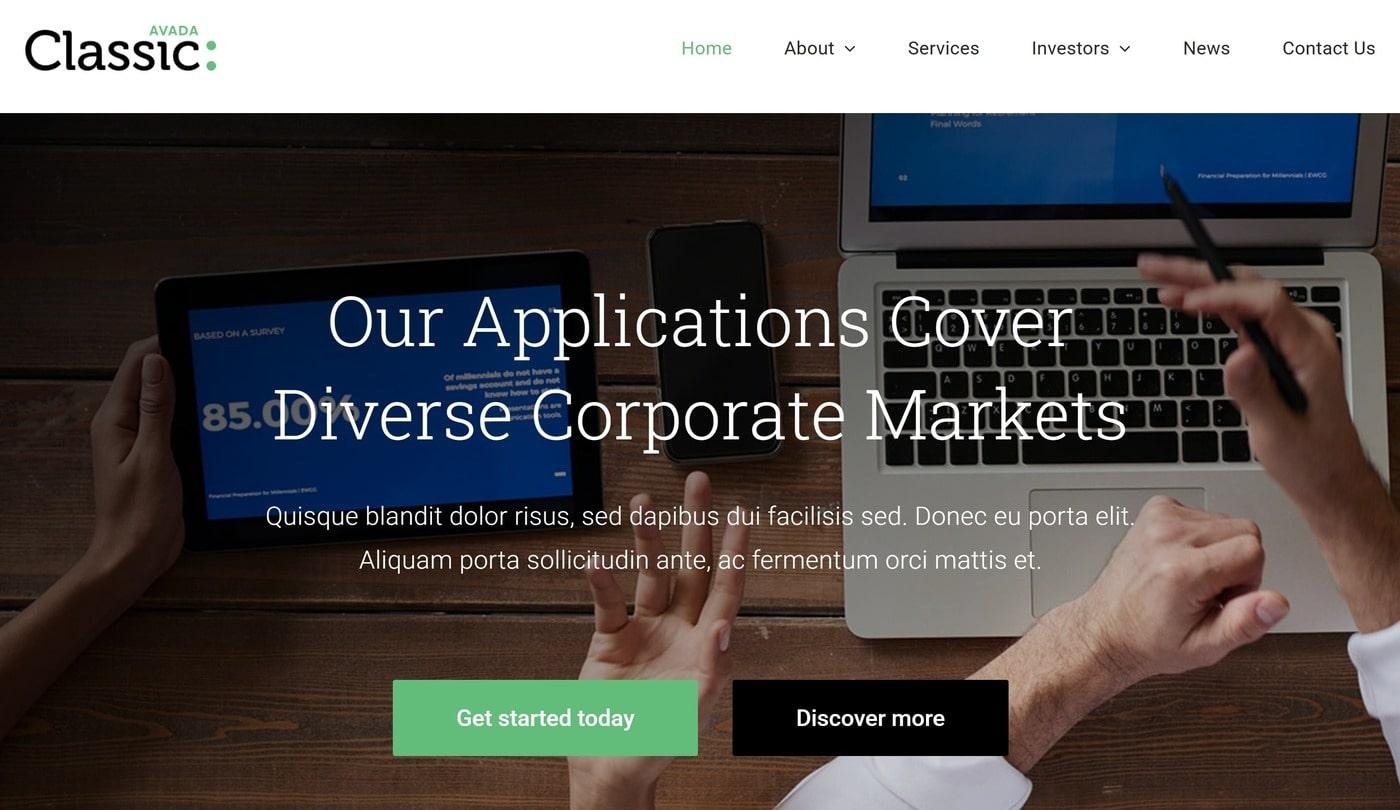 A demo of one of the Divi theme alternatives Avada