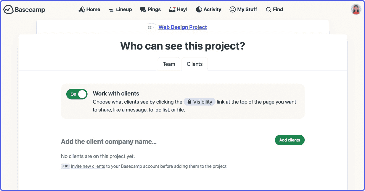 basecamp-client-access Client access feature in Basecamp