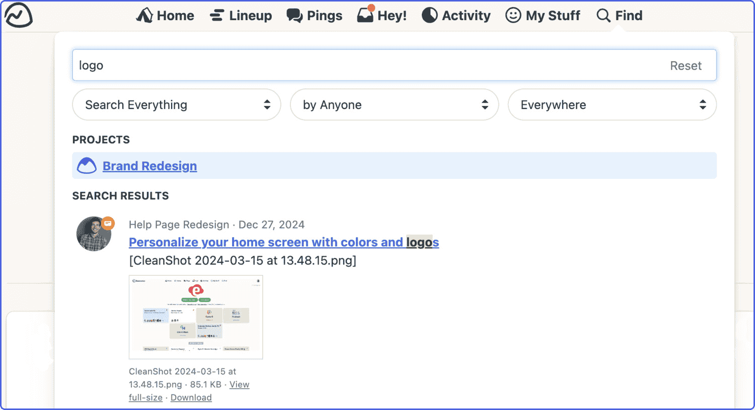 basecamp-search-functionality Powerful search feature in Basecamp
