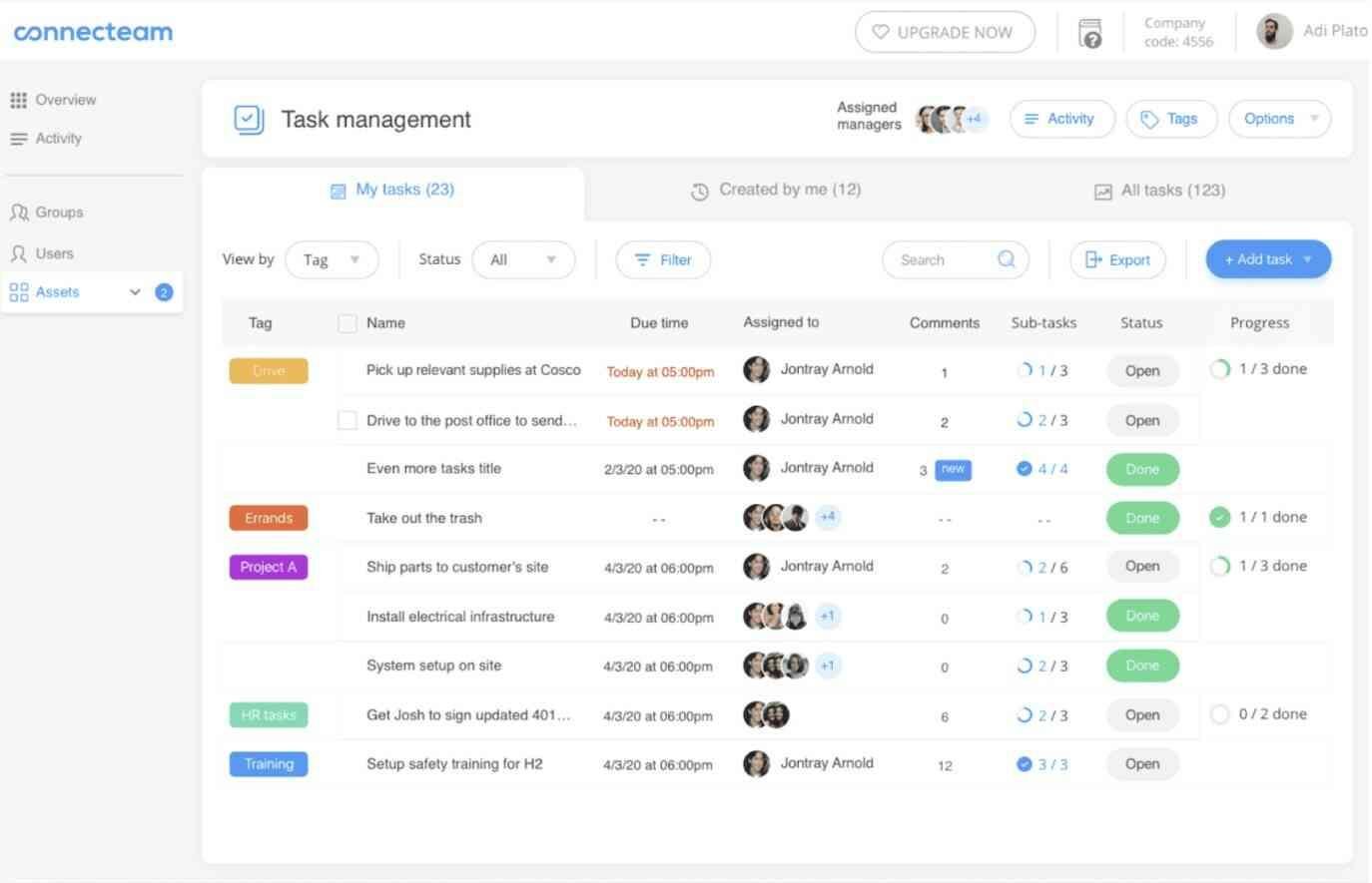 calendly-alternative-connecteam-task Task management view in a Calendly replacement called Connecteam