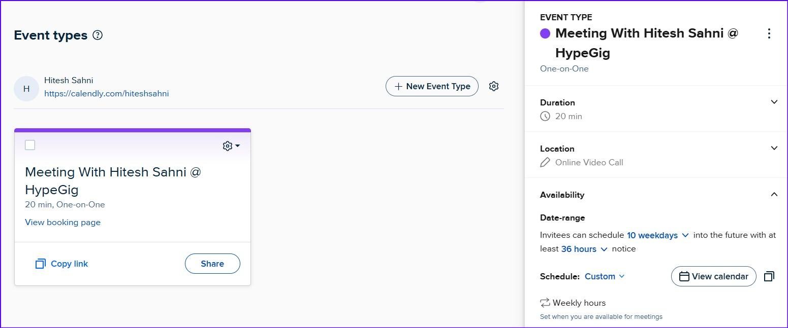 calendly-create-event Event creation settings in Calendly