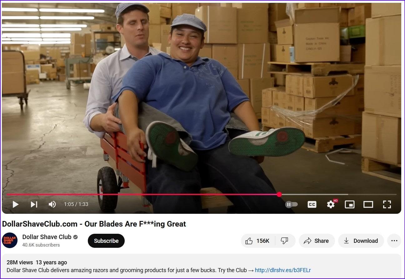 dollar-shave-brand-equity Dollar Shave Club ad helping spread brand awareness component of brand equity