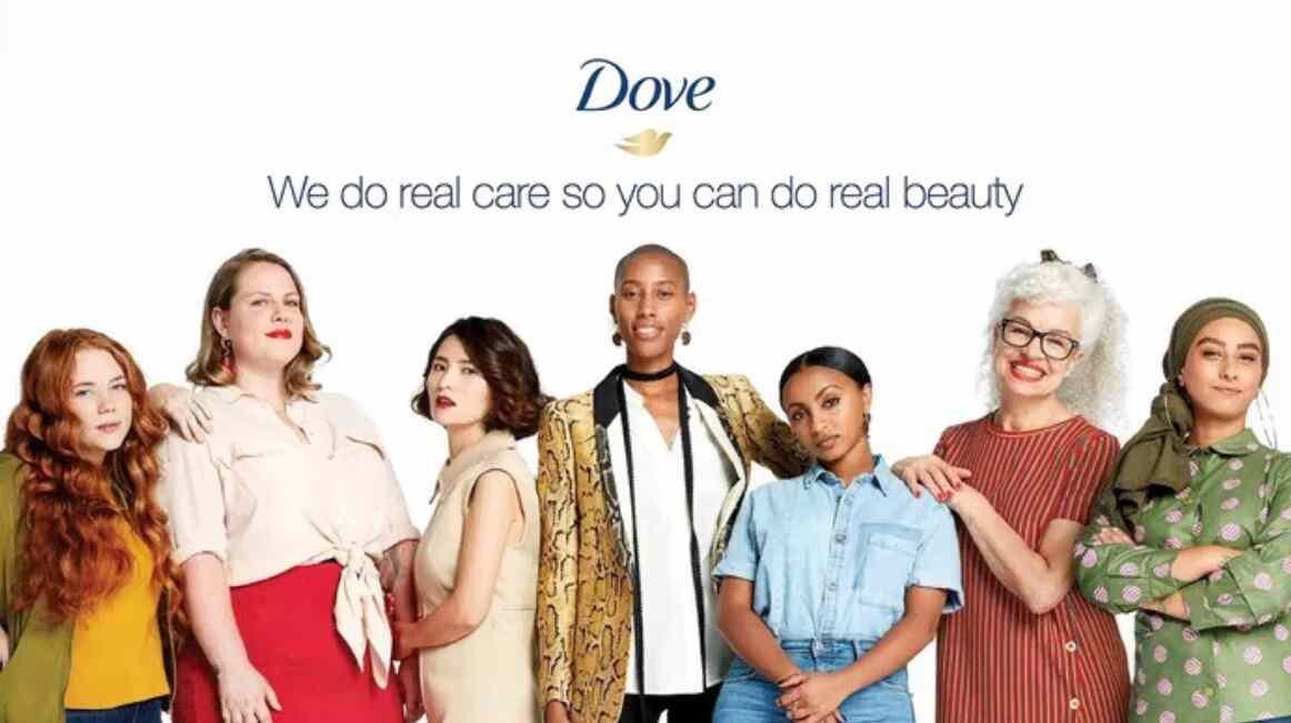 Diverse women in an ad by Dove proving how brand awareness builds positive association