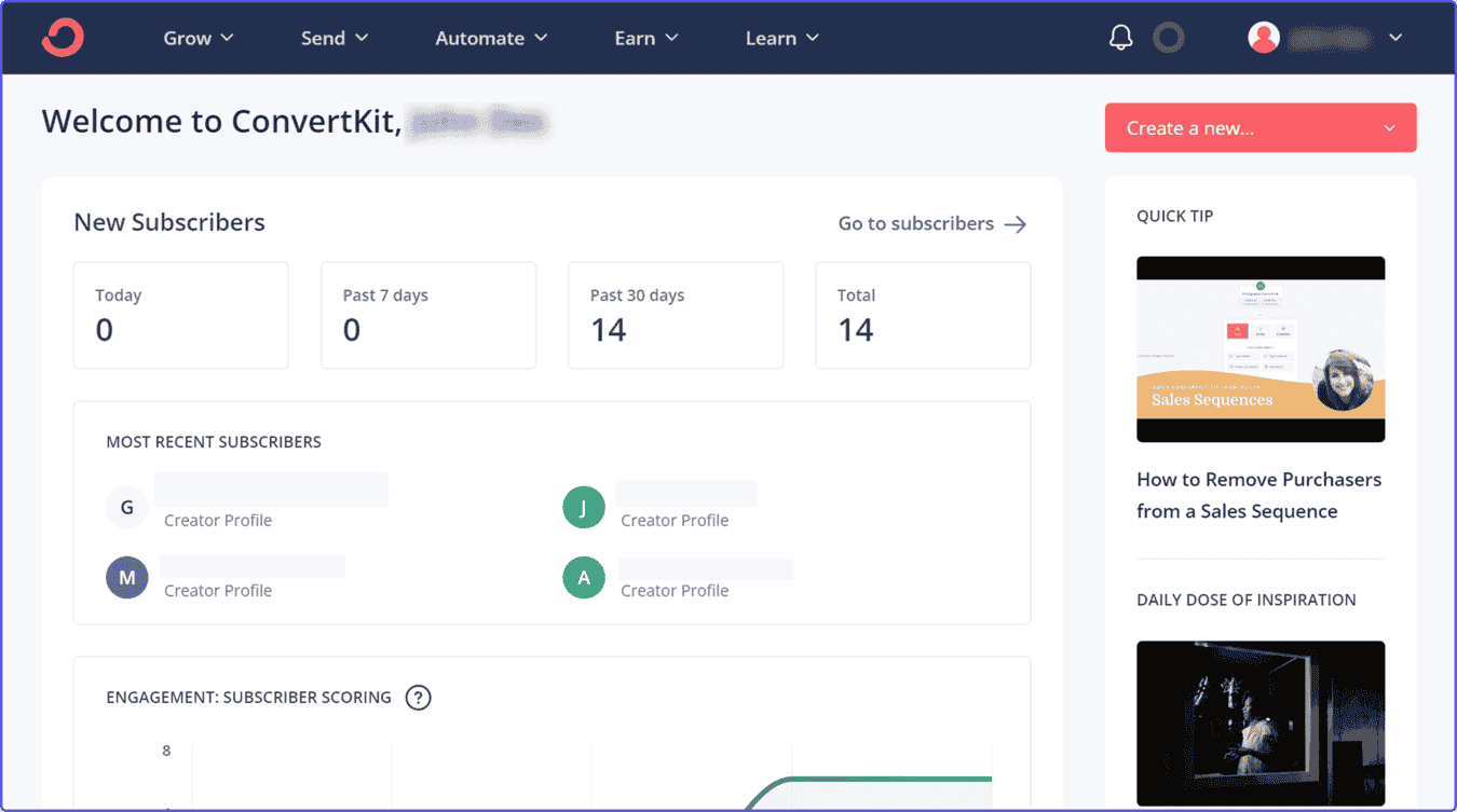 Kit-GetResponse-alternative Subscribers and engagement insights in ConvertKit dashboard, a tool like GetResponse.