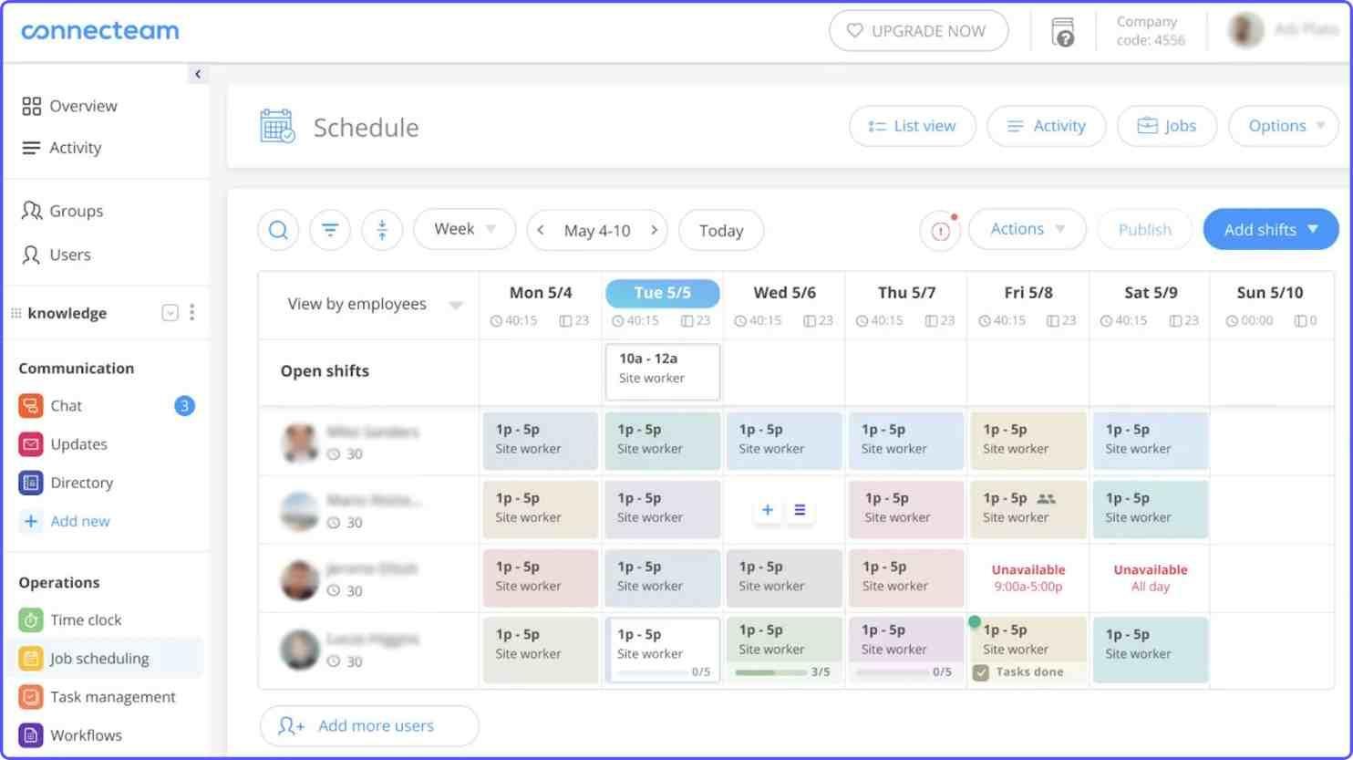 connecteam-employee-schedule Employee schedule in Connecteam