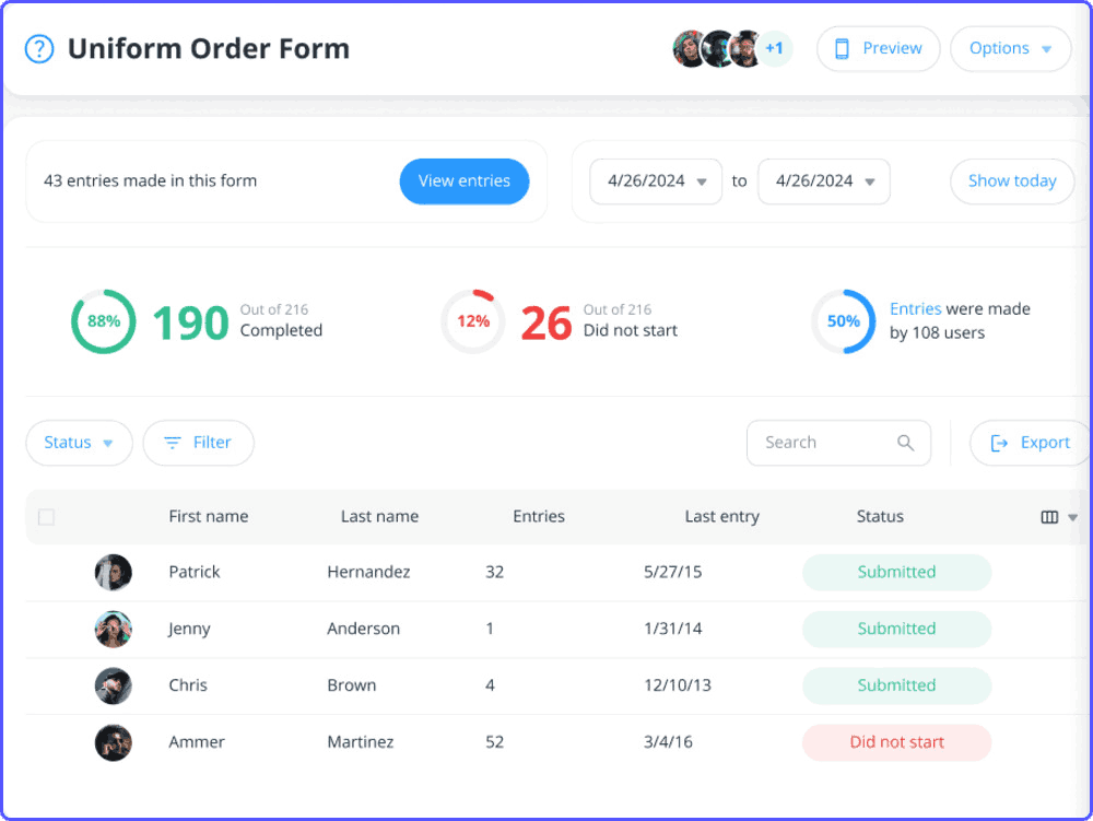 connecteam-form-feature Uniform order digital form in Connecteam