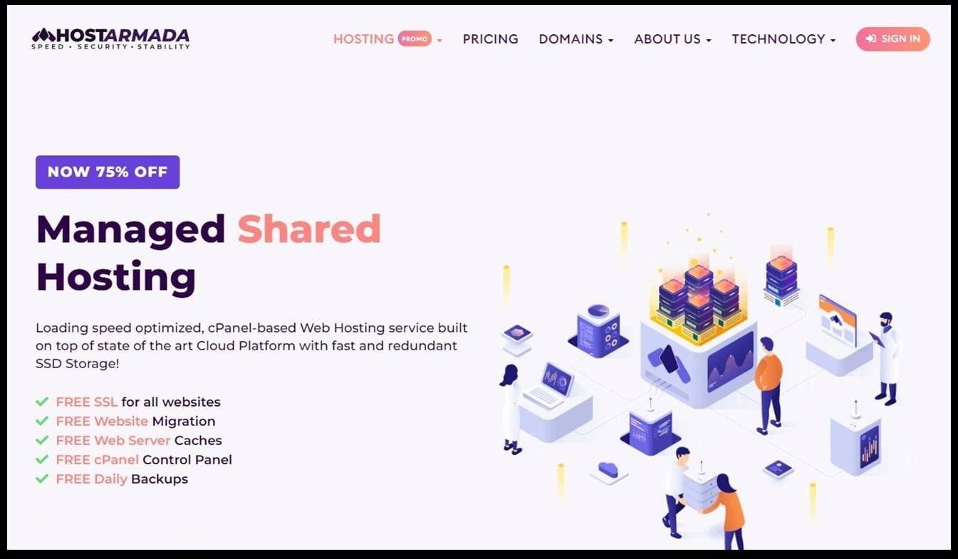 hostarmada-cloudways-alternative Homepage of Cloudways alternative HostArmada