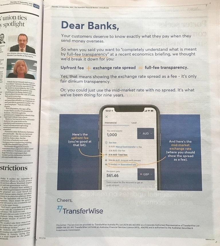 TransferWise ad shows how research can give a unique angle to what a copywriter does