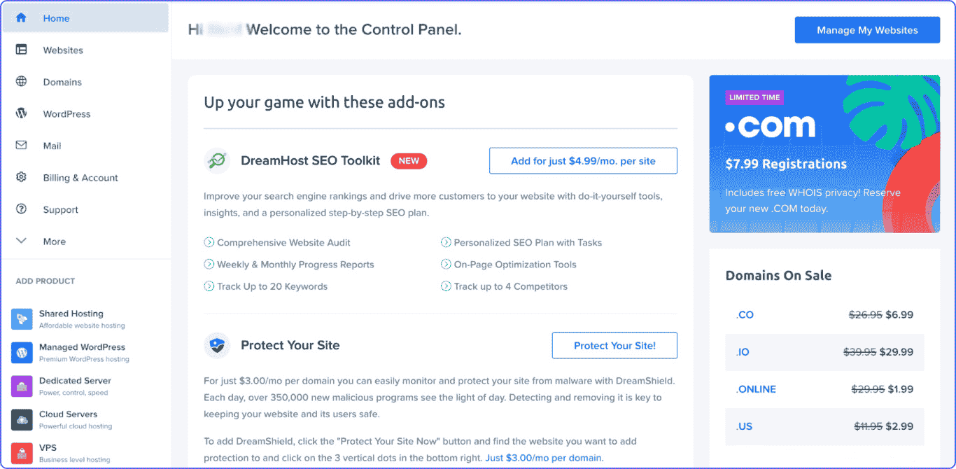 Custom control panel a crucial part of DreamHost review