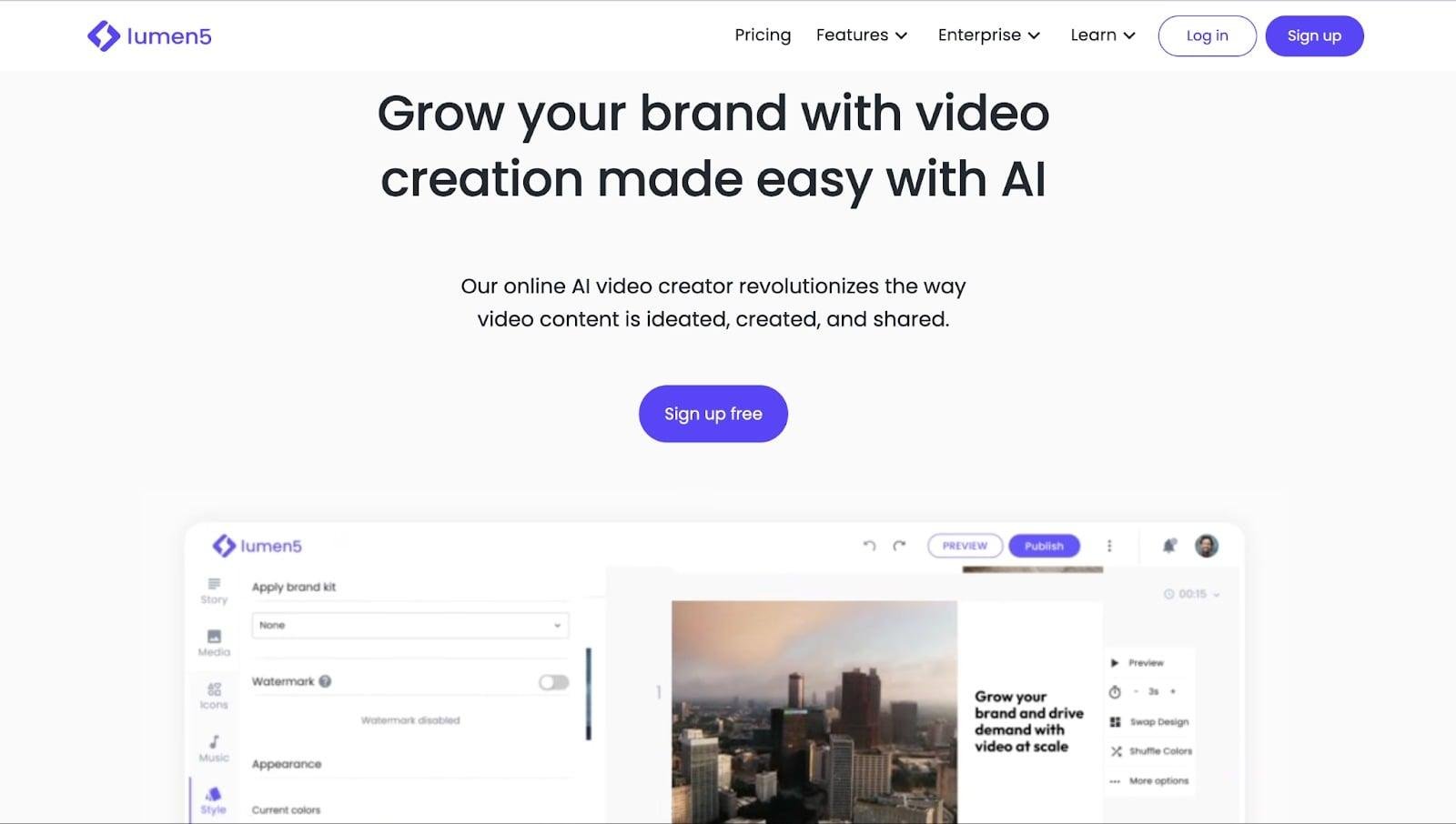 Homepage of a CapCut competitor known as Lumen5