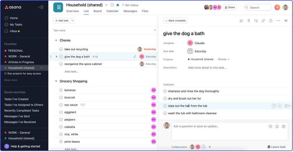 Task list on a Connecteam rival known as Asana