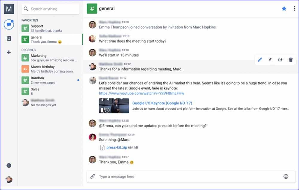 Team chat feature in a tool like Connecteam known as Chanty