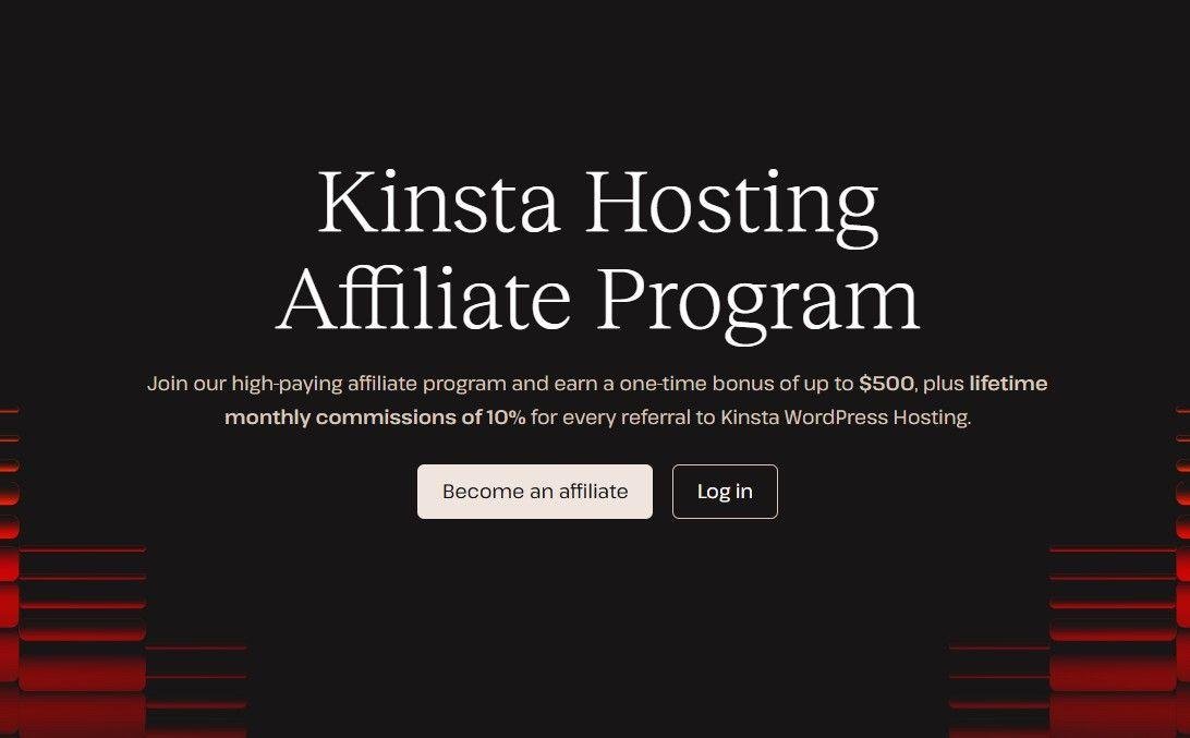 Affiliate program page on the Kinsta website