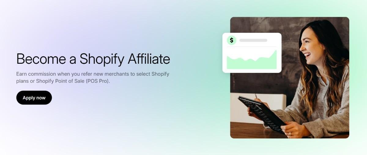 Affiliate program page of the Shopify website