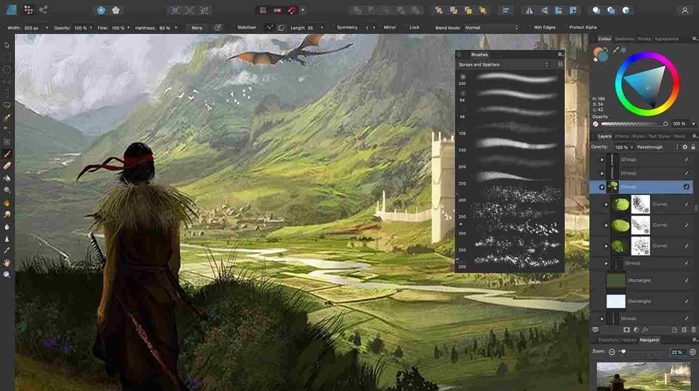 Brush Tool interface of an Adobe Illustrator competitor known as Affinity Designer
