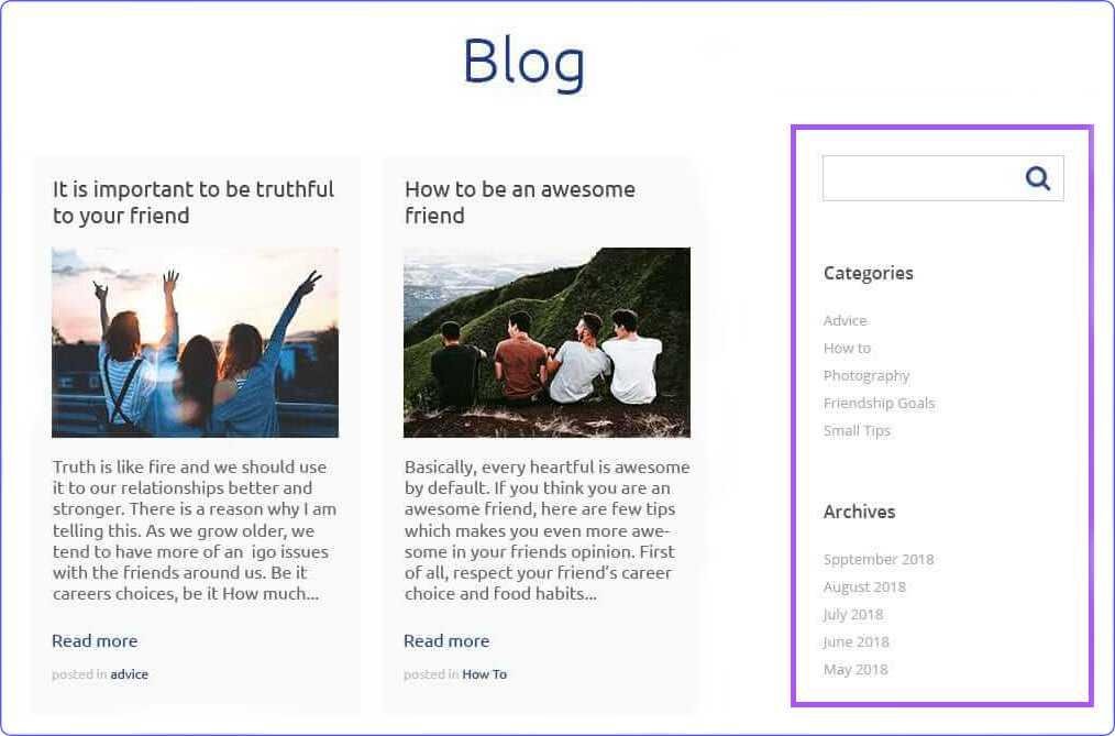 Sidebar of a blog