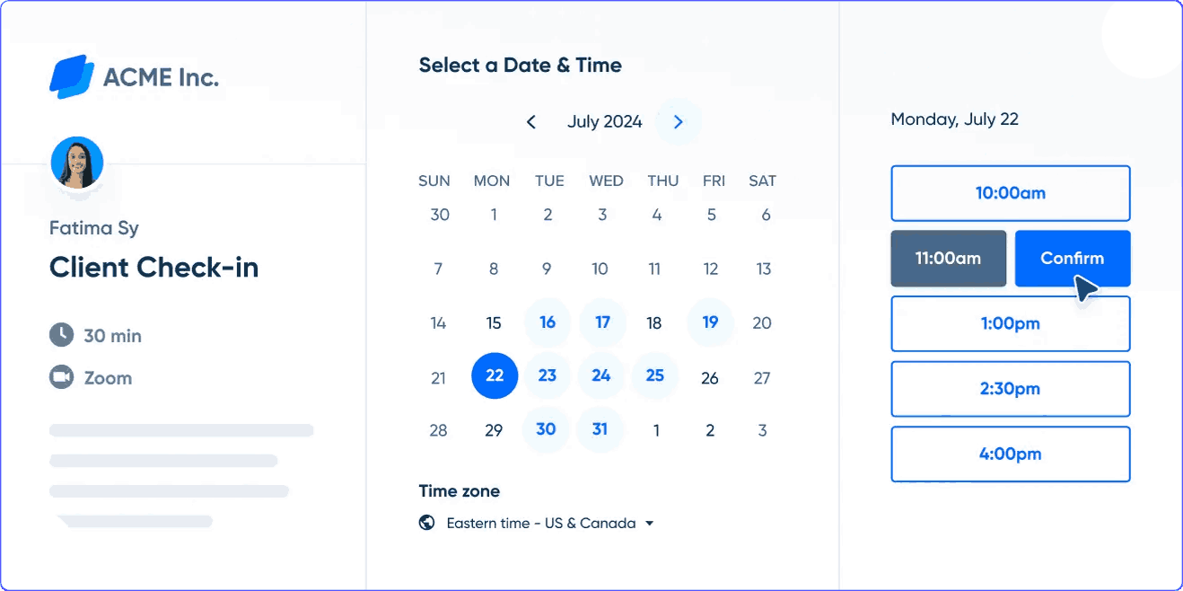 Meeting scheduler in a tool like Doodle called Calendly