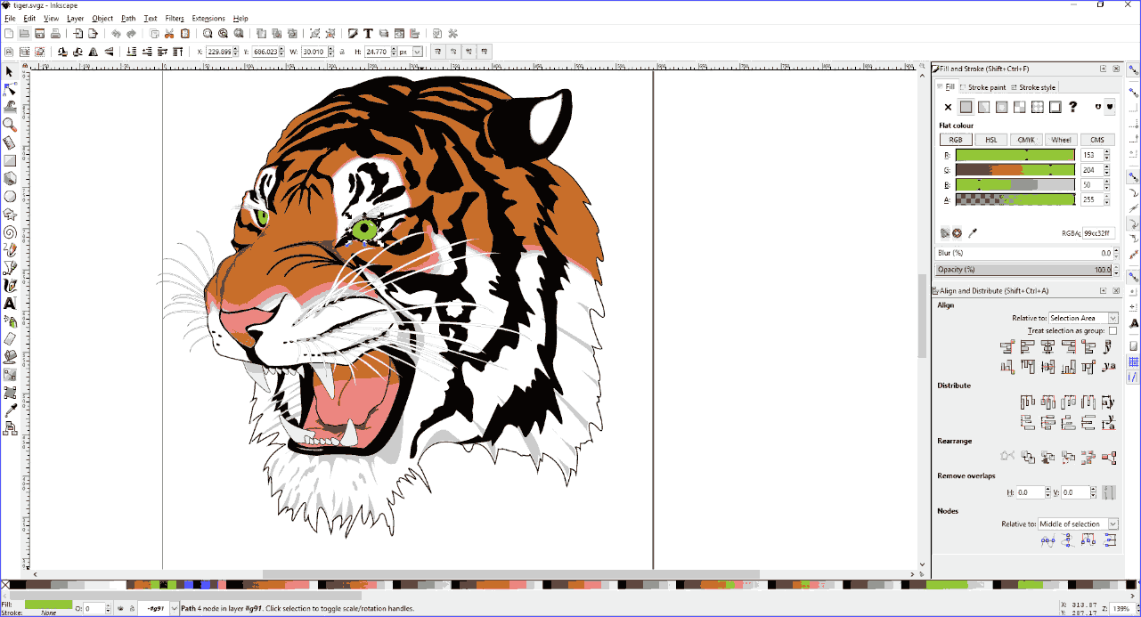 Interface of an Adobe Illustrator alternative called Inkscape