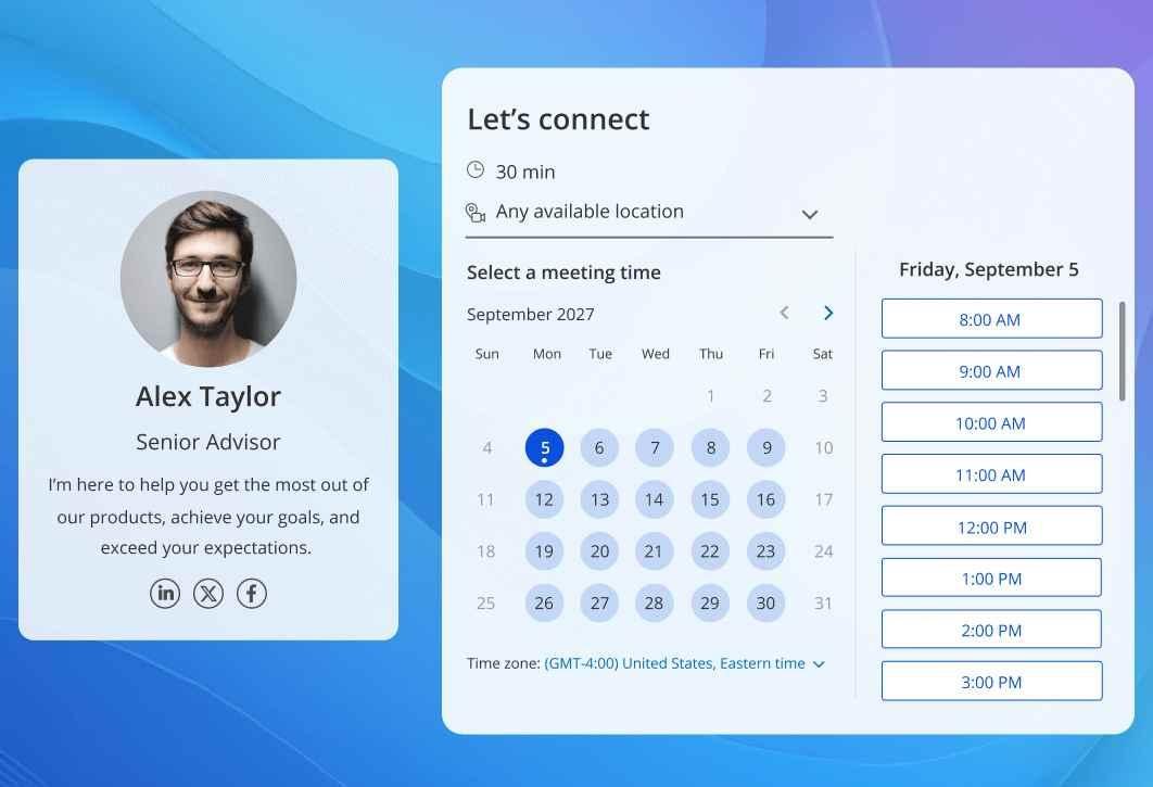Meeting booking page in Doodle substitute known as OnceHub 