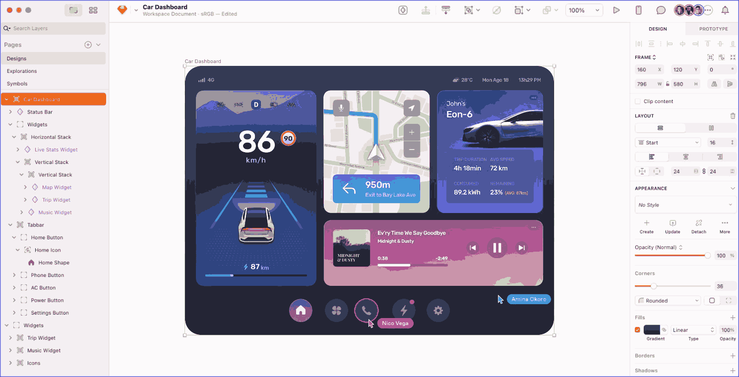 Interface of a tool like Adobe Illustrator called Sketch