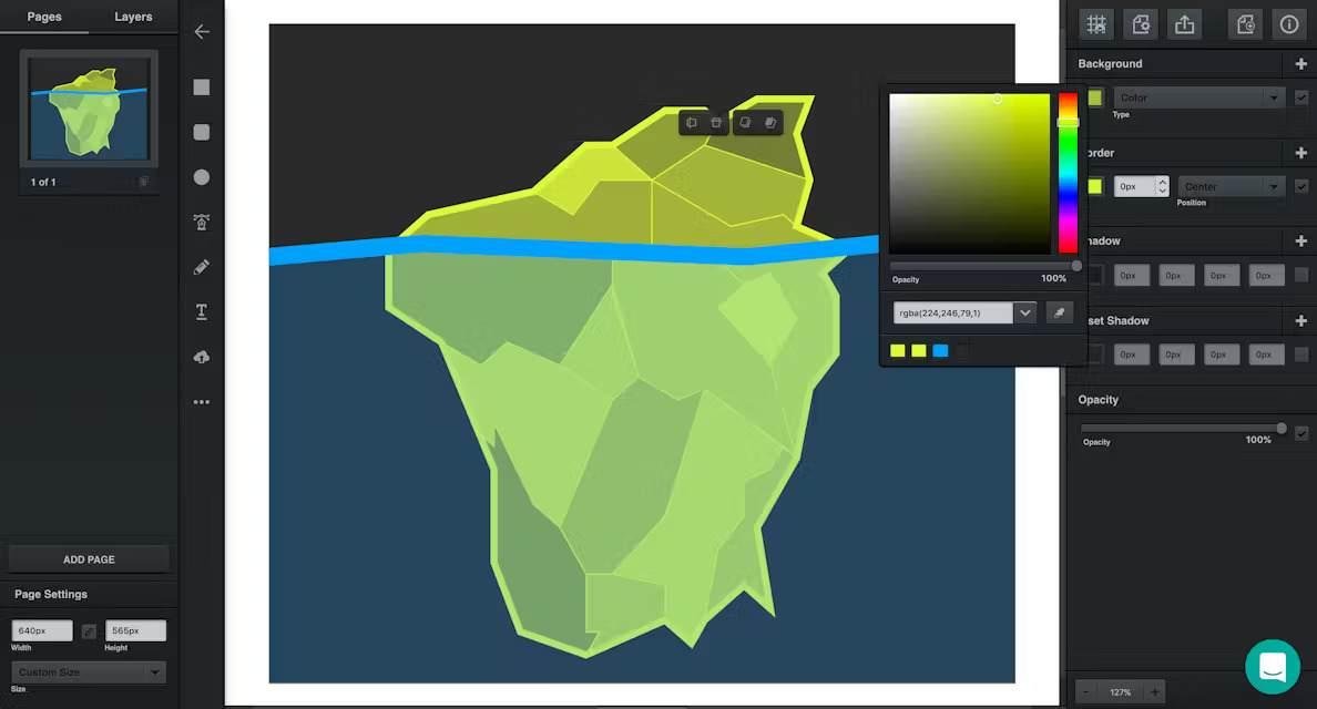 Interface of an Adobe Illustrator substitute called Vectr