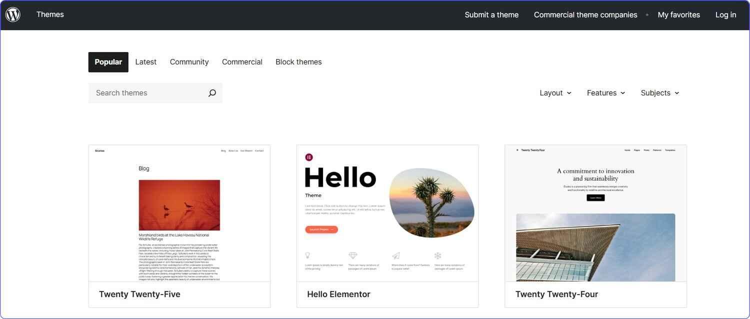 Popular blog design themes in WordPress