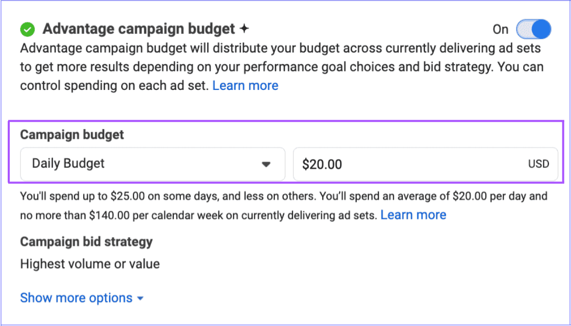 campaign-budget-ads-manager Daily budget setup in Meta Ads Manager