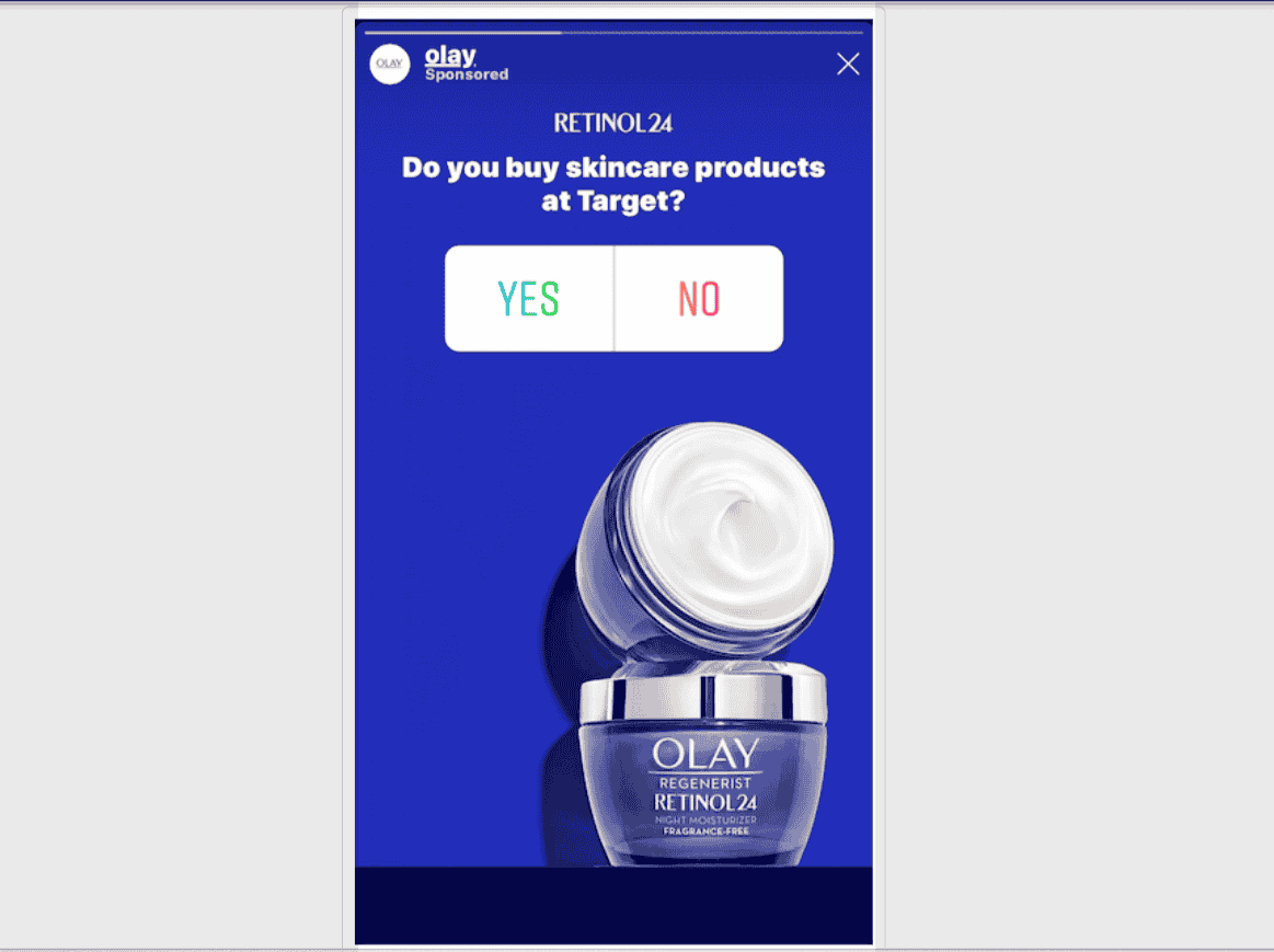 meta-story-ad-format A product poll by Olay in an interactive Meta Story ad