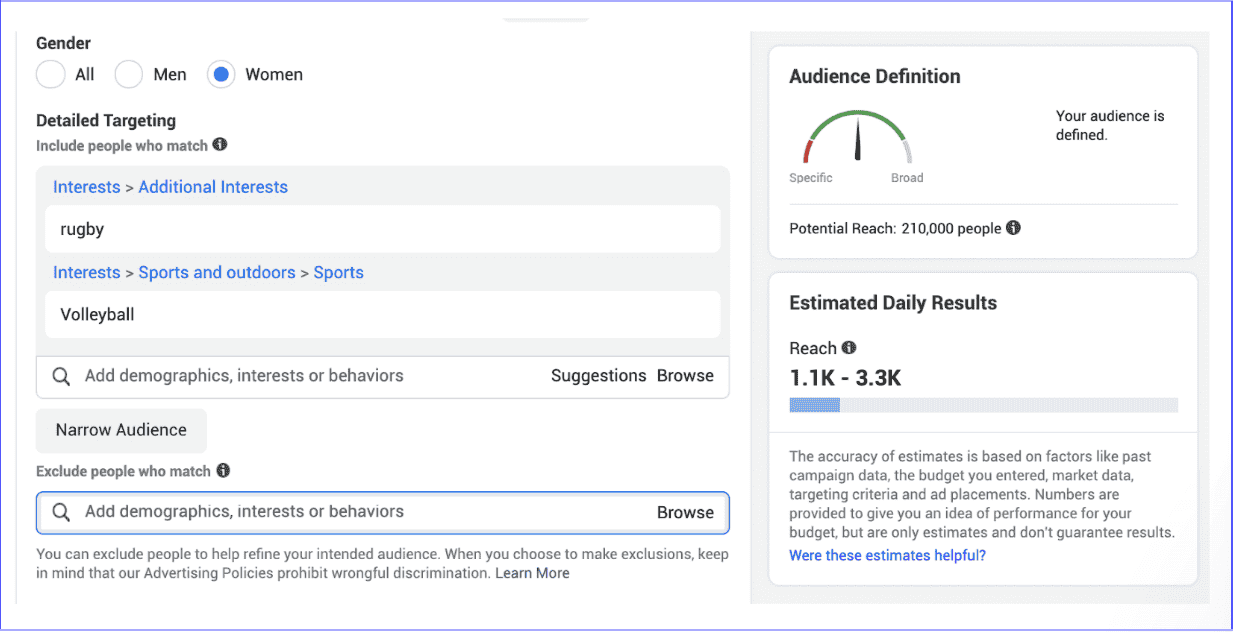 precise-targeting-meta-ads Precise targeting interface in Meta Ads Manager