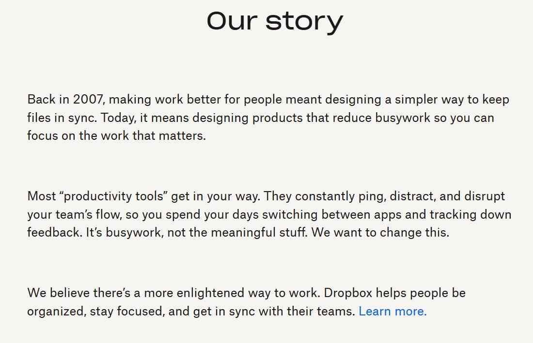 dropbox-find-why-storytelling Dropbox business story to help understand how to use ‘why’ for storytelling