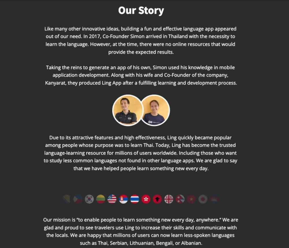 ling-app-transformation-storytelling Ling app using transformation as part of its startup storytelling