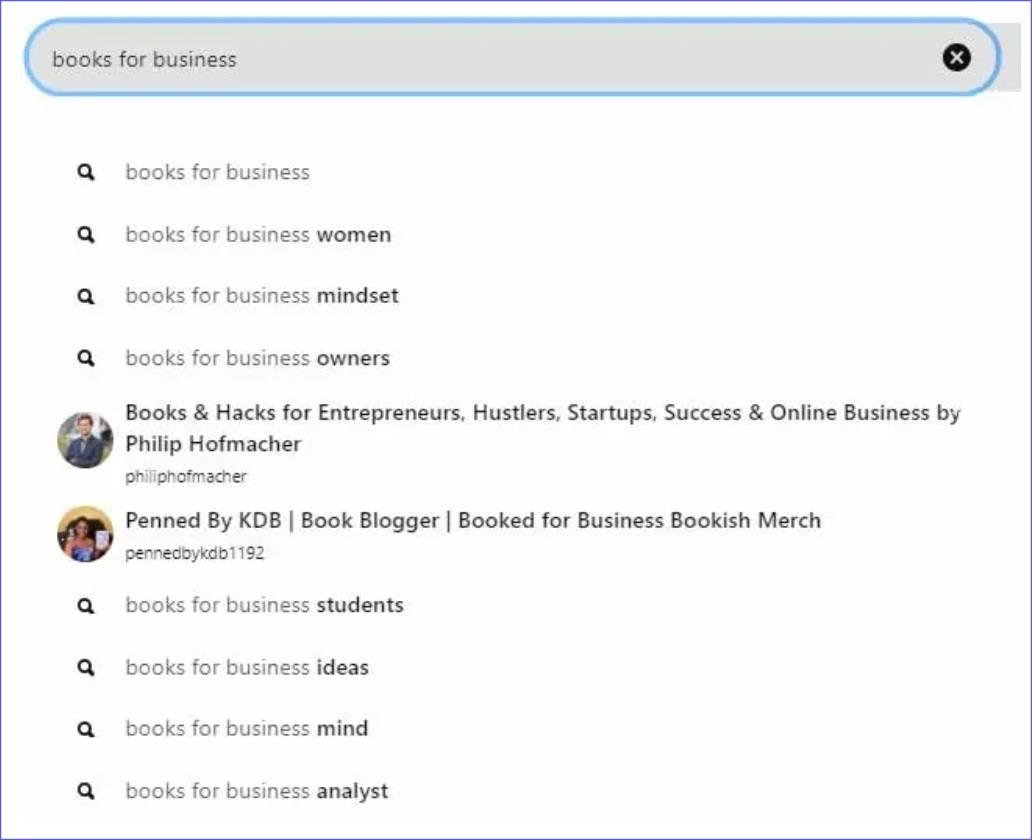 Keywords in the Pinterest search bar to optimize pins for affiliate marketing