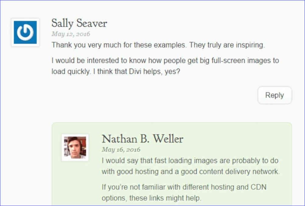 Comment section of an affiliate marketing blog to foster community