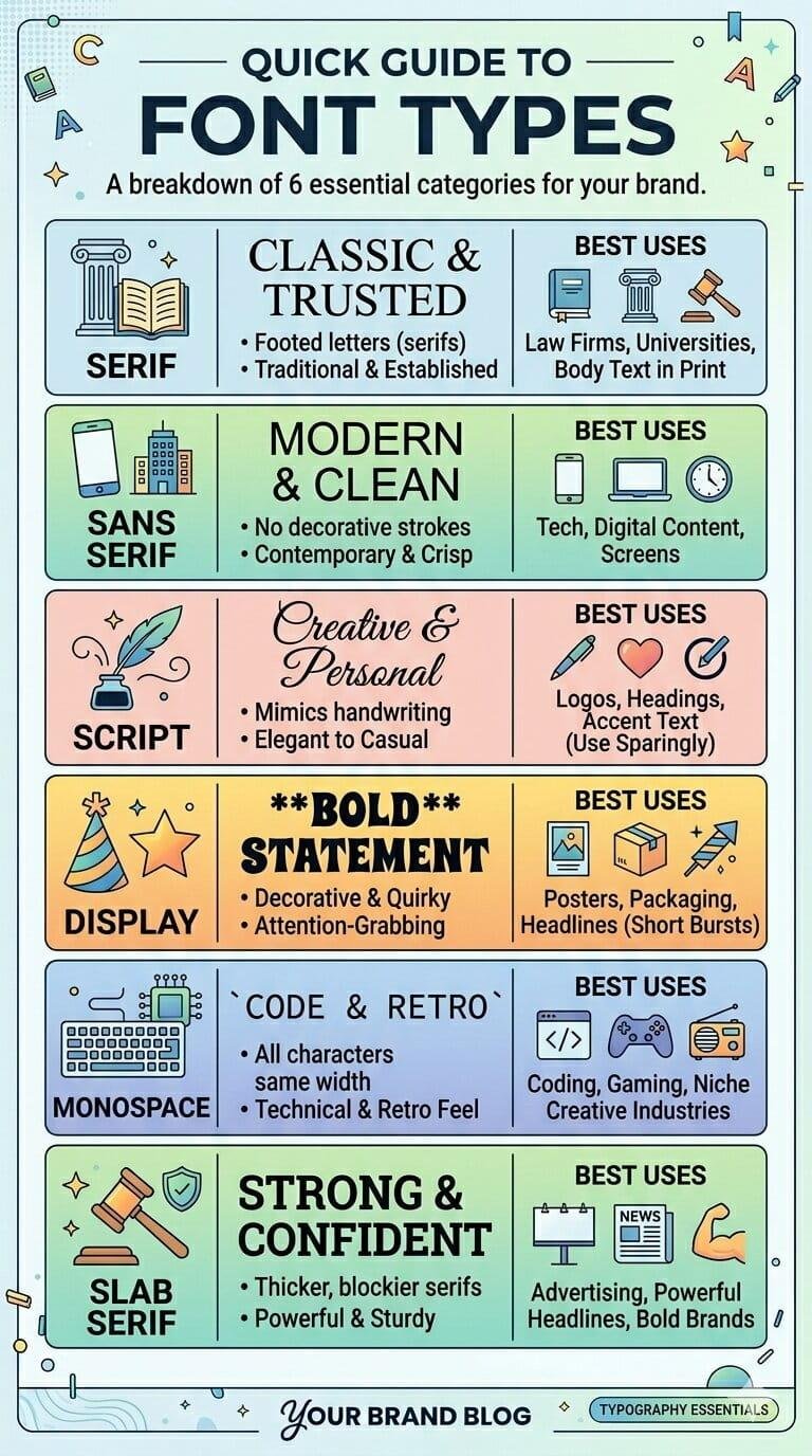Guide on various types of fonts