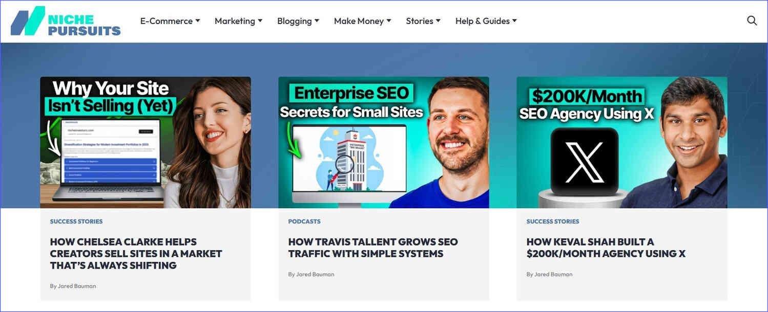 Posts on the Niche Pursuits  affiliate blog