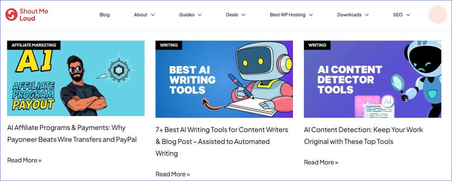 Posts on ShoutMeLoud affiliate blog